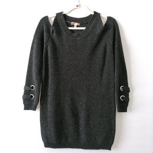 Skies Are Blue Womens Black Cold Shoulder Sleeve Round Neck Sweater Size M